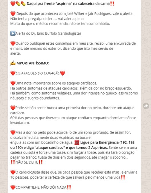 Mensam compartilhada sobre Aspirina