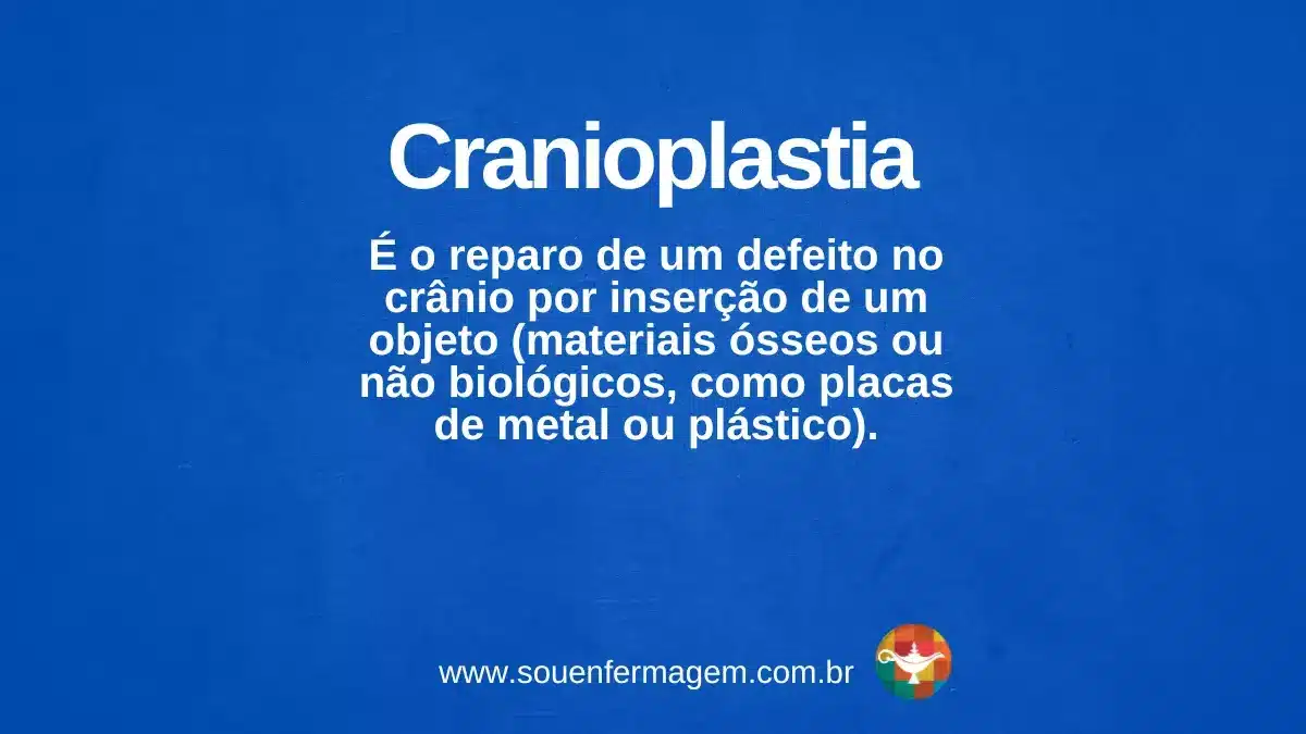 A cranioplastia é o reparo de um defeito no crânio por inserção de um objeto