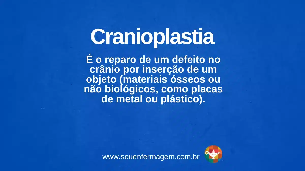 A cranioplastia é o reparo de um defeito no crânio por inserção de um objeto
