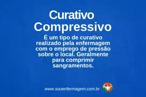 curativo compressivo - É um tipo de curativo realizado pela enfermagem com o emprego de pressão sobre o local. Geralmente para comprimir sangramentos.