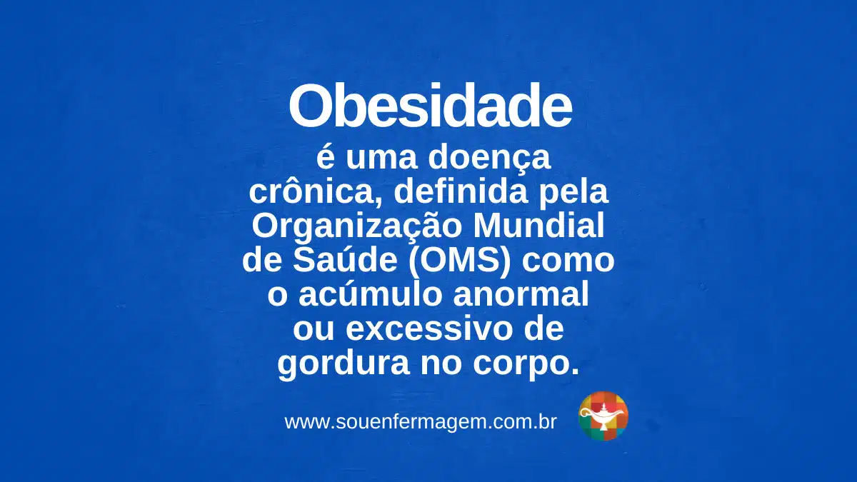 obesidade é o excesso de gordura corporal, em quantidade que determine prejuízos à saúde.