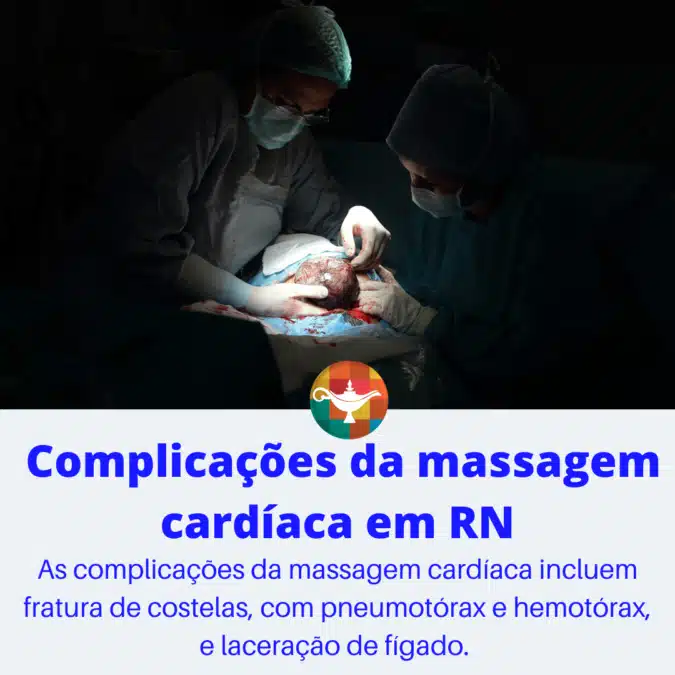 Imagem descrevendo complicações na massagem cardíaca em RN