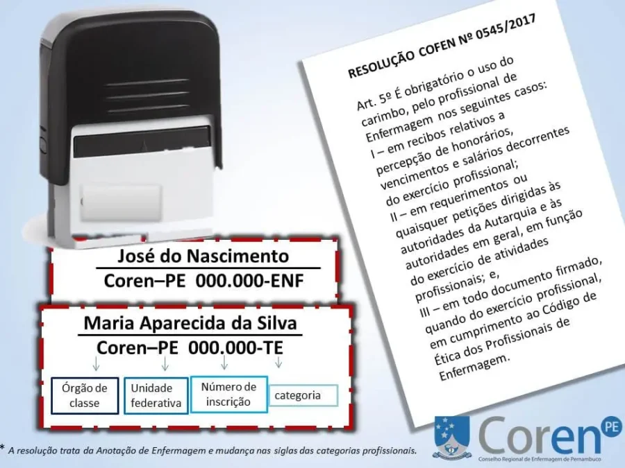 Informações que deve ser colocado no carimbo de Enfermagem
