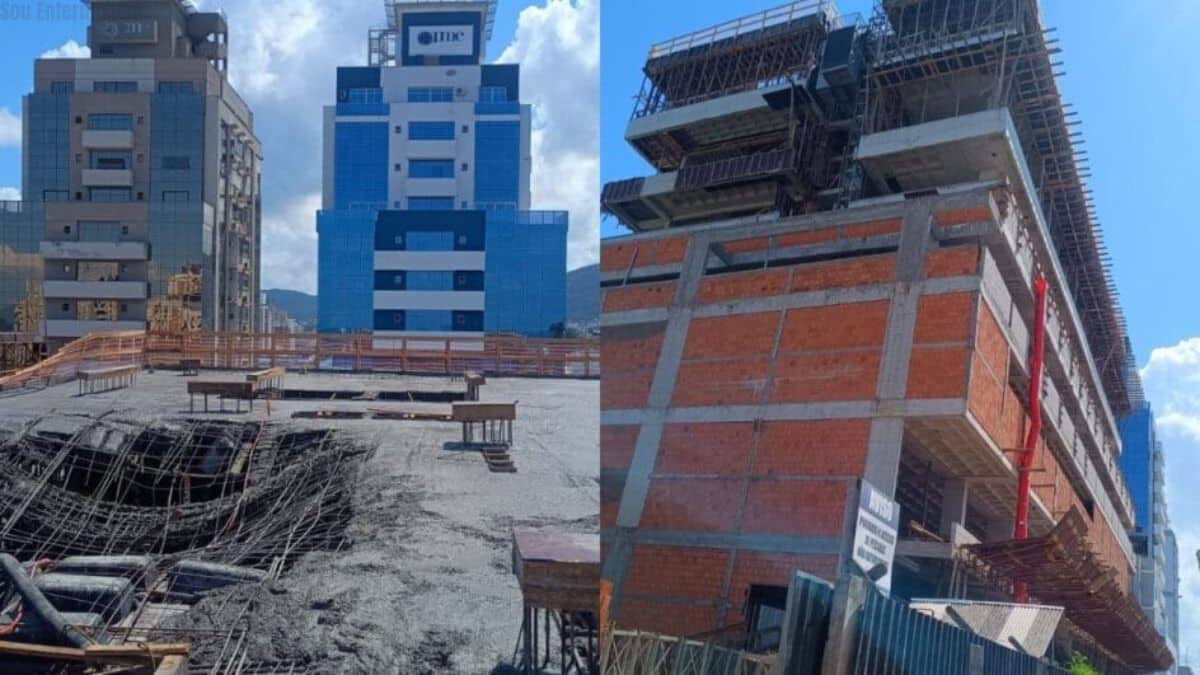 Desabamento de laje em hospital em construção fere quatro trabalhadores em Palhoça