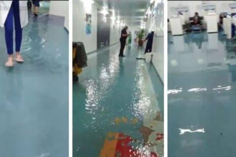 Forte chuva provoca alagamento em áreas do Hospital Metropolitano de Várzea Grande