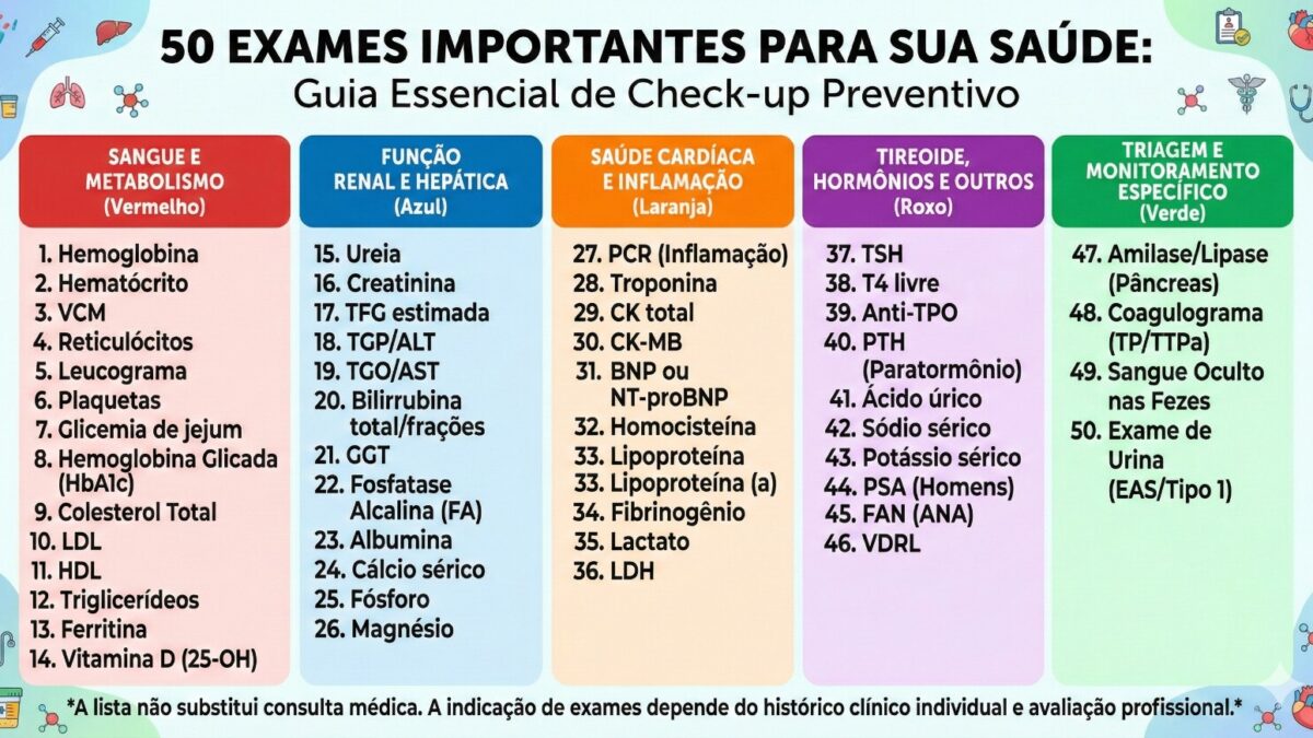 Guia completo com os 50 exames mais pedidos pelos médicos que todo mundo deve fazer