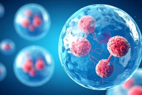 Ilustração científica mostra células cancerígenas com mutações genéticas associadas à resistência a tratamentos oncológicos