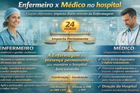 Enfermeiro x Médico no hospital funções diferentes, impacto diário enorme da Enfermagem