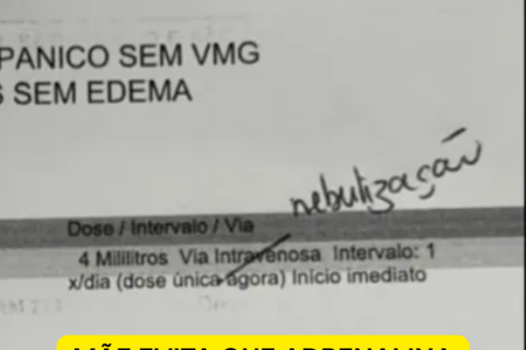 MÃE EVITA QUE ADRENALINA FOSSE ADMINISTRADA POR VIA ENDOVENOSA EM SUA FILHA